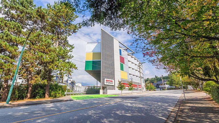 Burnaby Self Storage Facility through trees