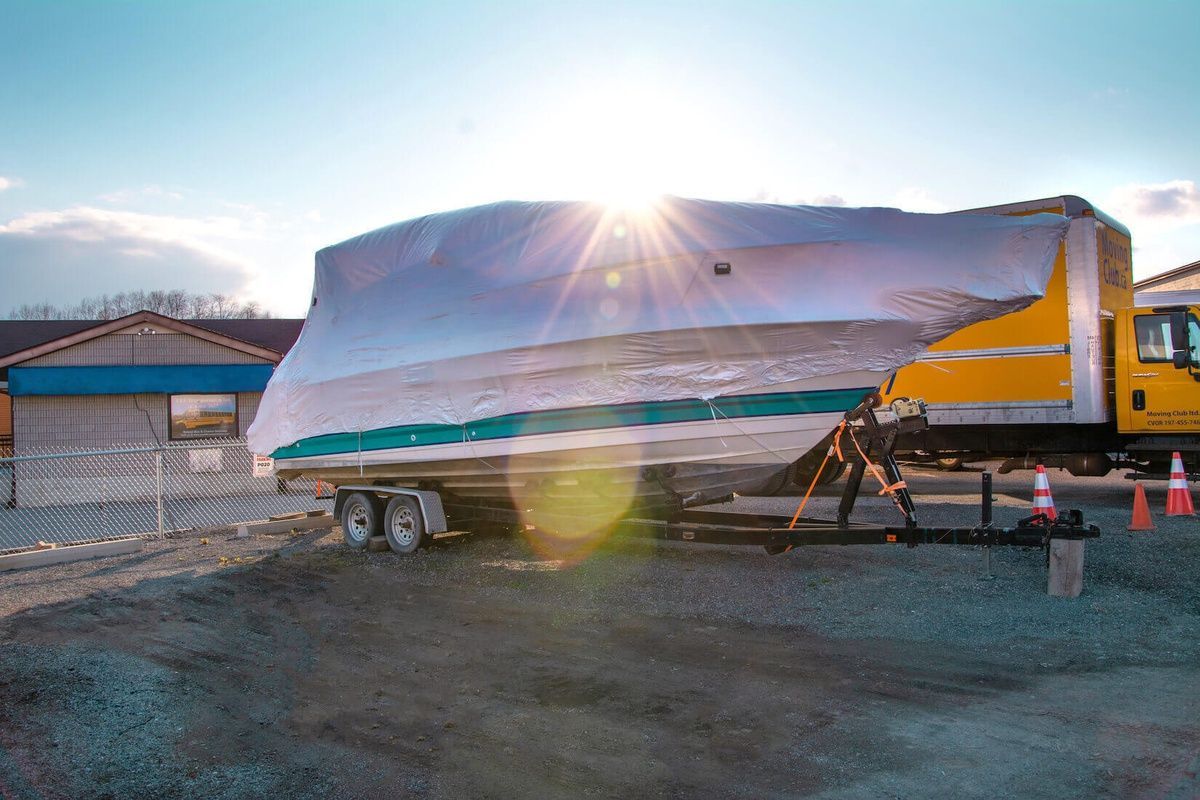 Boat in storage yard